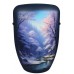 Hand Painted Biodegradable Cremation Ashes Funeral Urn / Casket - Winter Miracle on Blue-Lilac Matt